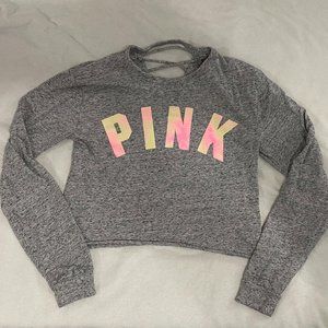 PINK XS Long Sleeve back V-Laced Crop